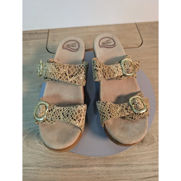 Dansko Women’s Sophie Slide Sandal Clog size 39 US 8.5-9 Gold Animal Print - Picture 3 of 10